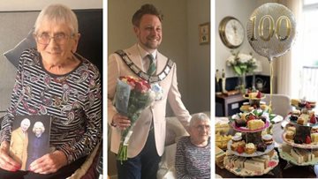 East Grinstead care home resident celebrates 100th birthday with visit from the Mayor